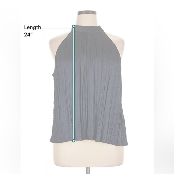 Cloth & Stone Sleeveless Halter Blouse Size XL Navy Blue Pleated - Picture 5 of 7